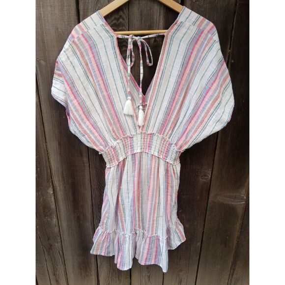 Spiaggia Dolce Bohemian Stiped Mini Dress Xl - Picture 2 of 7